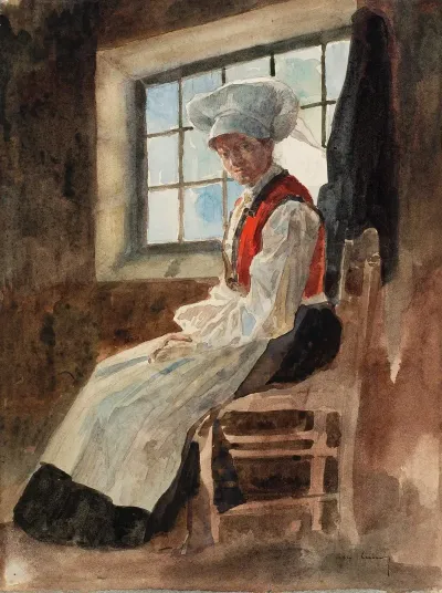 Scandinavian Peasant Woman In An Interior