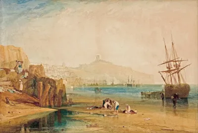 Scarborough Town And Castle Morning Boys Catching Crabs