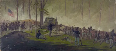 Scene Behind The Breastworks On Culps Hill Morning Of July 3rd 1862