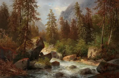 Scene By The Waldbachstrub Near Hallstatt