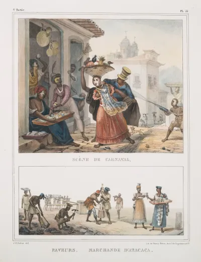 Scene De Carnaval Paveurs Marchande Datacaca