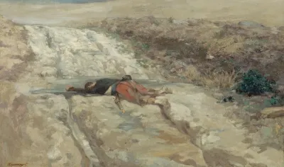 Scene De La Guerre De 1870 Soldat Mort Sur Un Champ De Bataille