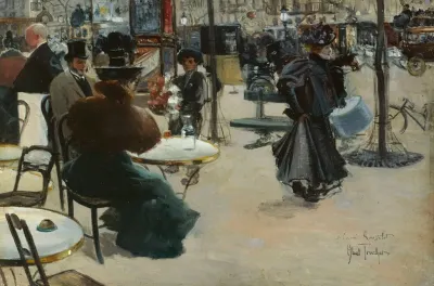 Scene De Rue Dit Aussi Terrasse Dun Cafe