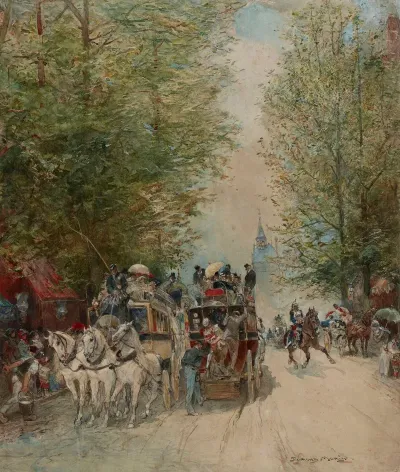 Scene De Rue Omnibus Au Pont Au Change