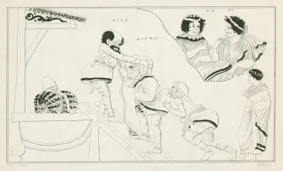 Scene From A Comedy About The Centaur Cheiron From A Red Figured Wine Bowl Bell Krater