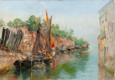 Scene From A Venetian Canal Sketch
