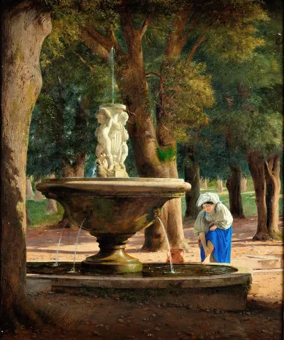 Scene From The Garden Of Villa Borghese In Rome