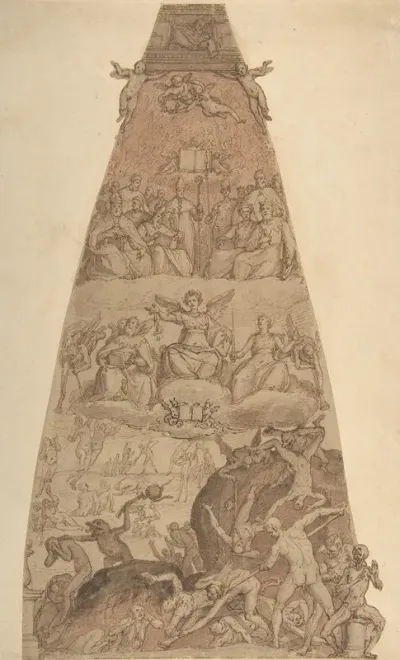 Scene From The Last Judgment Study For The Fresco Decoration Of One Of The Segments Of The Cupola Of The Cathedral Of Santa Maria Del Fiore In Florence