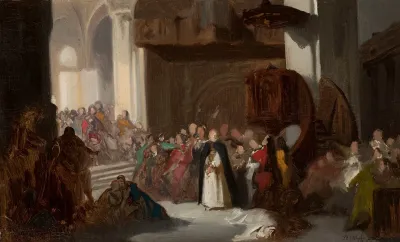 Scene In A Church Sketch For A Historical Scene
