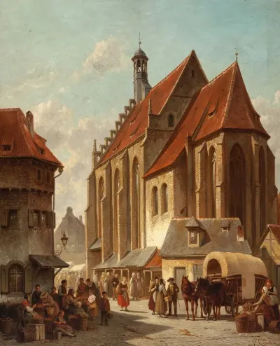 Scene In A Flemish Marketplace