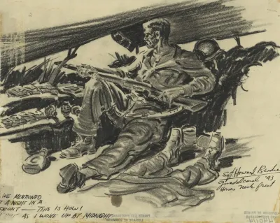 Scene In A Guadalcanal Foxhole Near The Front At Midnight