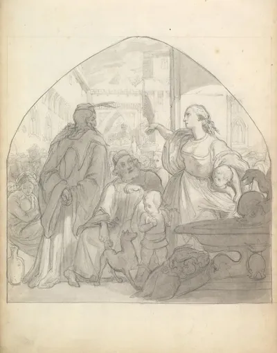 Scene In An Italian City With Figures Near A Fountain
