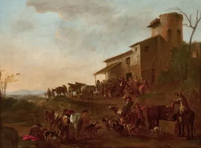 Scene In Front Of A Tavern