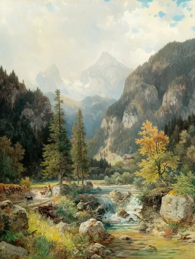Scene Near Berchtesgaden With Watzmann