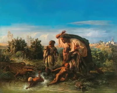 Scene On The Nile A Family Is Attacked By A Crocodile
