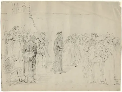 Scene Uit Shakespeare Man Op Weg Naar Zijn Executie