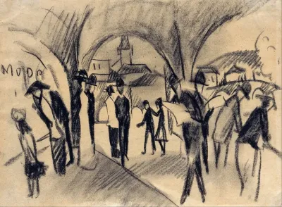 Scene Under The Arcades In Thun
