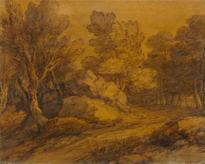 Scene With A Road Winding Through A Wood