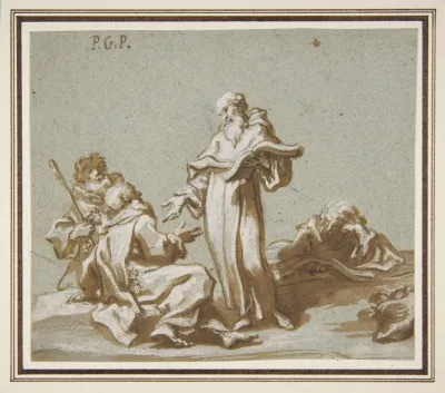 Scene With Four Figures Of Monks Discoursing