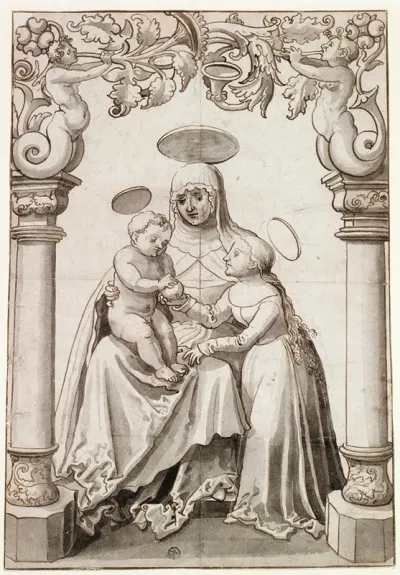 Scheibenriss Mit Der Hl Anna Selbdritt