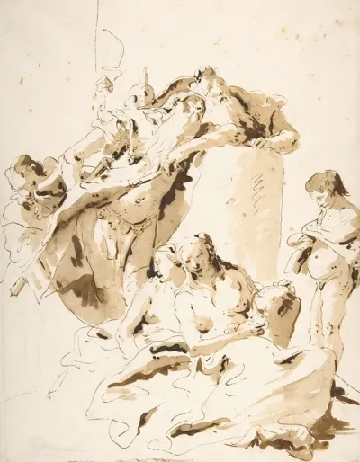 Scherzo Di Fantasia Standing Warrior And King With Five Attendants