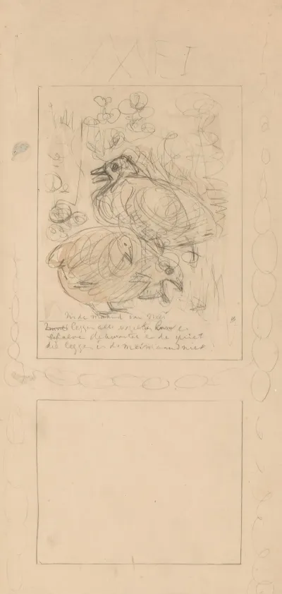 Schets Voor Een Niet Gebruikt Ontwerp Voor Het Blad Mei In De Kalender 1907