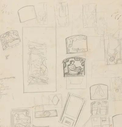 Schetsblad Met Compositie Studies