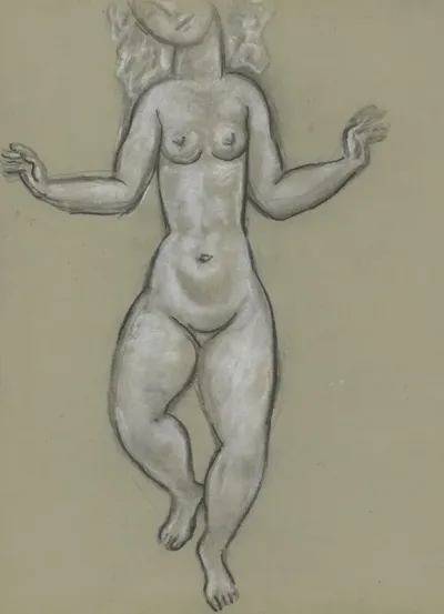 Schetsblad Met Dansende Naakte Vrouw
