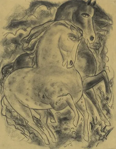 Schetsblad Met Twee Paarden