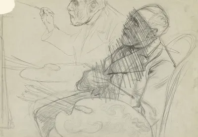 Schetsblad Met Twee Studies Van Jozef Israels Aan Het Werk