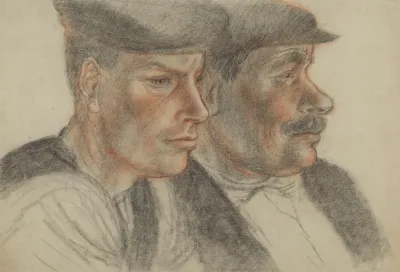 Schetsboekblad Met Een Portret Van Twee Mannen
