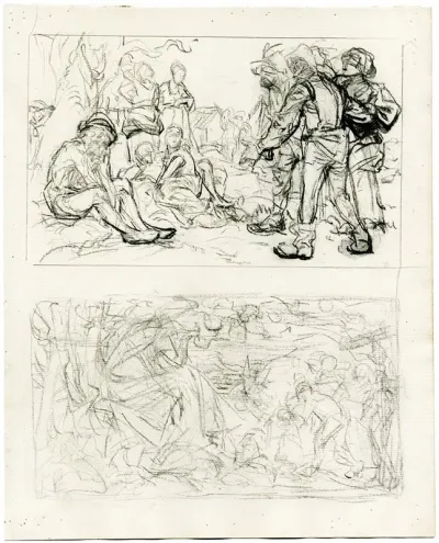 Schetsboekkatern Met Verschillende Compositiestudies 4