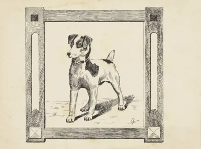 Schilderij Van Een Jackrussellterrier In Een Lijst