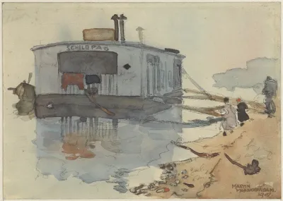 Schip De Schildpad Aan Een Oever