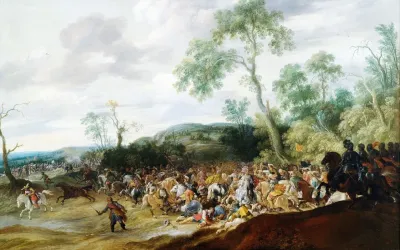 Schlachtengetummel In Weiter Hugeliger Landschaft