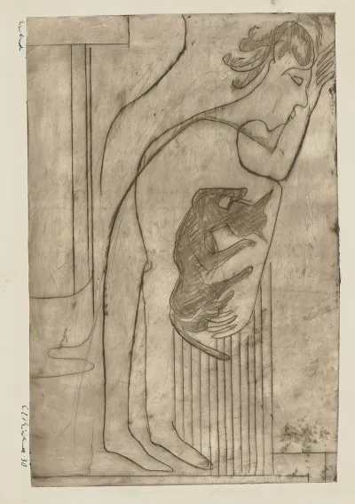 Schlafender Mit Katze Ii