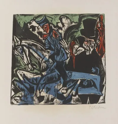 Schlemihls Encounter With The Little Grey Man On The Country Road From The Woodcut Series Schlemihl