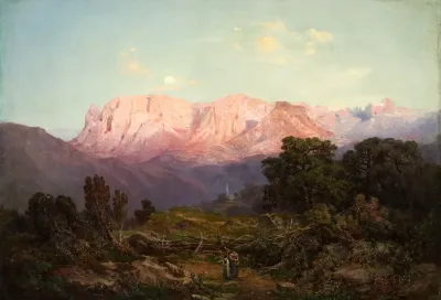 Schlern Mit Rosengarten Von Rampeun Aus Gesehen