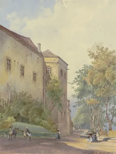 Schlossecke Mit Spaziergangern