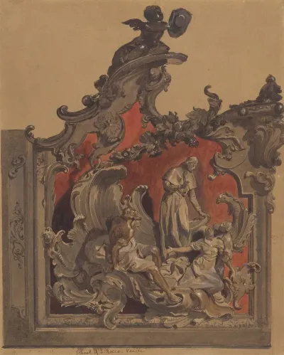 School Of St Rocco Venice Study Of Curved Decoration