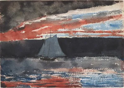 Schooner At Sunset