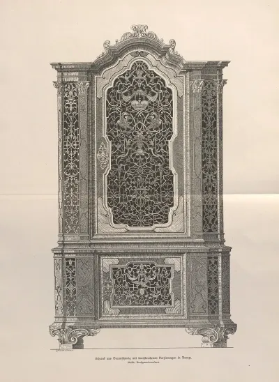 Schrank Aus Braunschweig Mit Durchbrochenen Verzierungen In Bronze