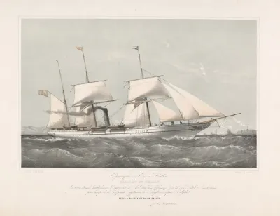 Schroefstoomschip Mariout Et Hedjaz Varend Op Zee Pijroscaphes En Fer A Helice Mariout Et Hedjaz