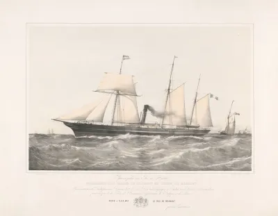 Schroefstoomschip Mohammed Said Marie De Brabant Et Comte De Hainaut Varend Op Zee Pijroscaphes En Fer A Helice