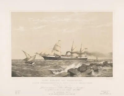 Schroefstoomschip Prins Hendrik Der Nederlanden Varend Op Zee Prins Hendrik Der Nederlanden