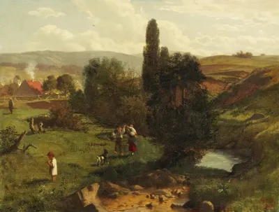 Schwarzwaldlandschaft Mit Spielenden Kindern