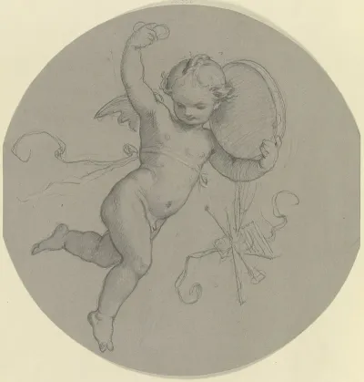 Schwebender Putto Mit Tamburin