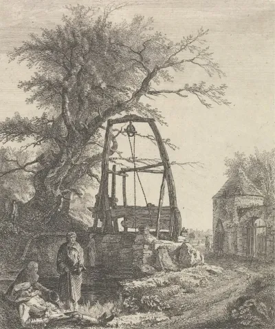 Scottish Beggars Resting Near A Well