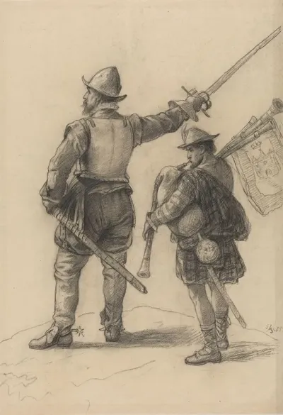 Scottish Warrior And Bagpiper