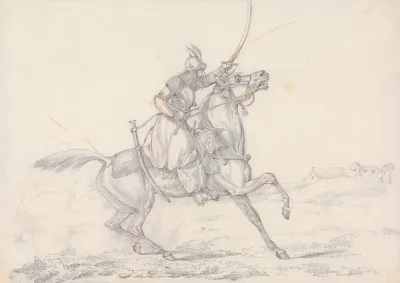 Scraps No 33 Mounted Mameluke Brandishing A Sword